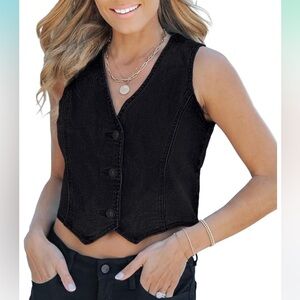 Black Denim Vest Sz Medium